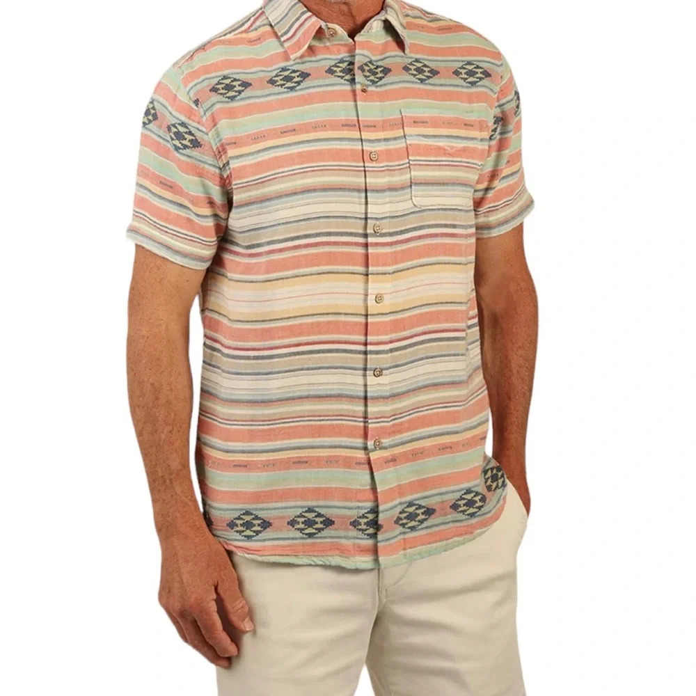 True Grit Taos Short Sleeve Shirt. Vintage Tribal Stripes